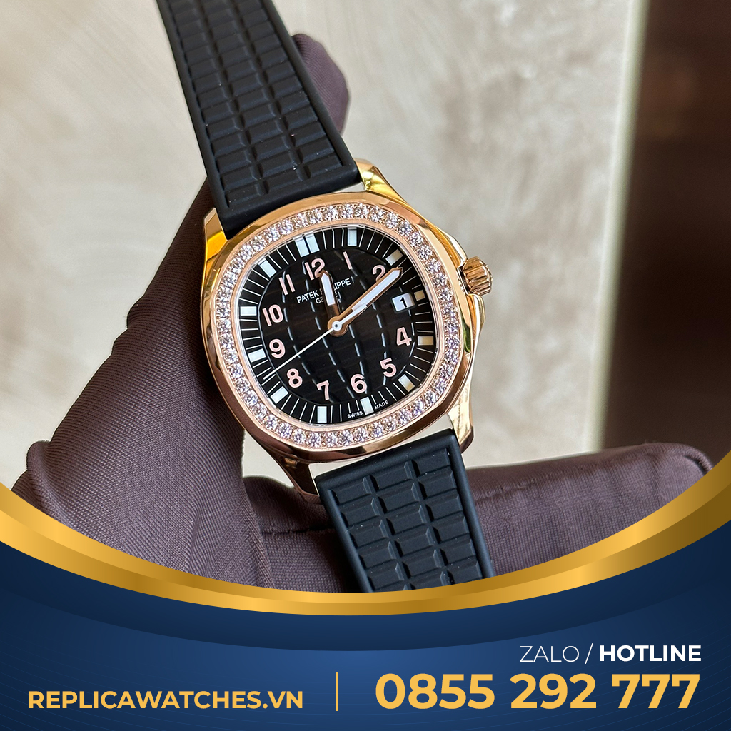 Đồng hồ patek philippe aquanaut nữ độ kim cương moissanite